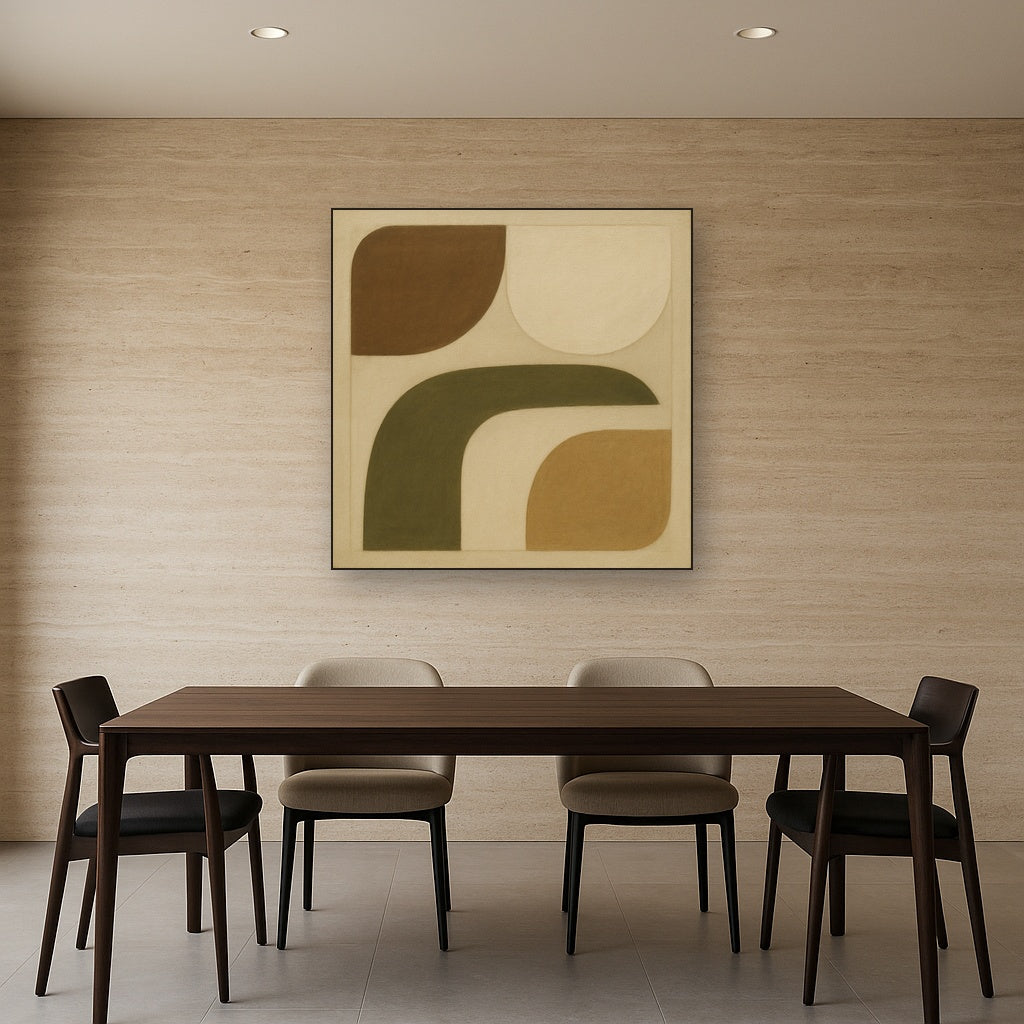 Minimalist Asymmetrical Balance in Raw Umber No. 17 Oil Painting - View 4