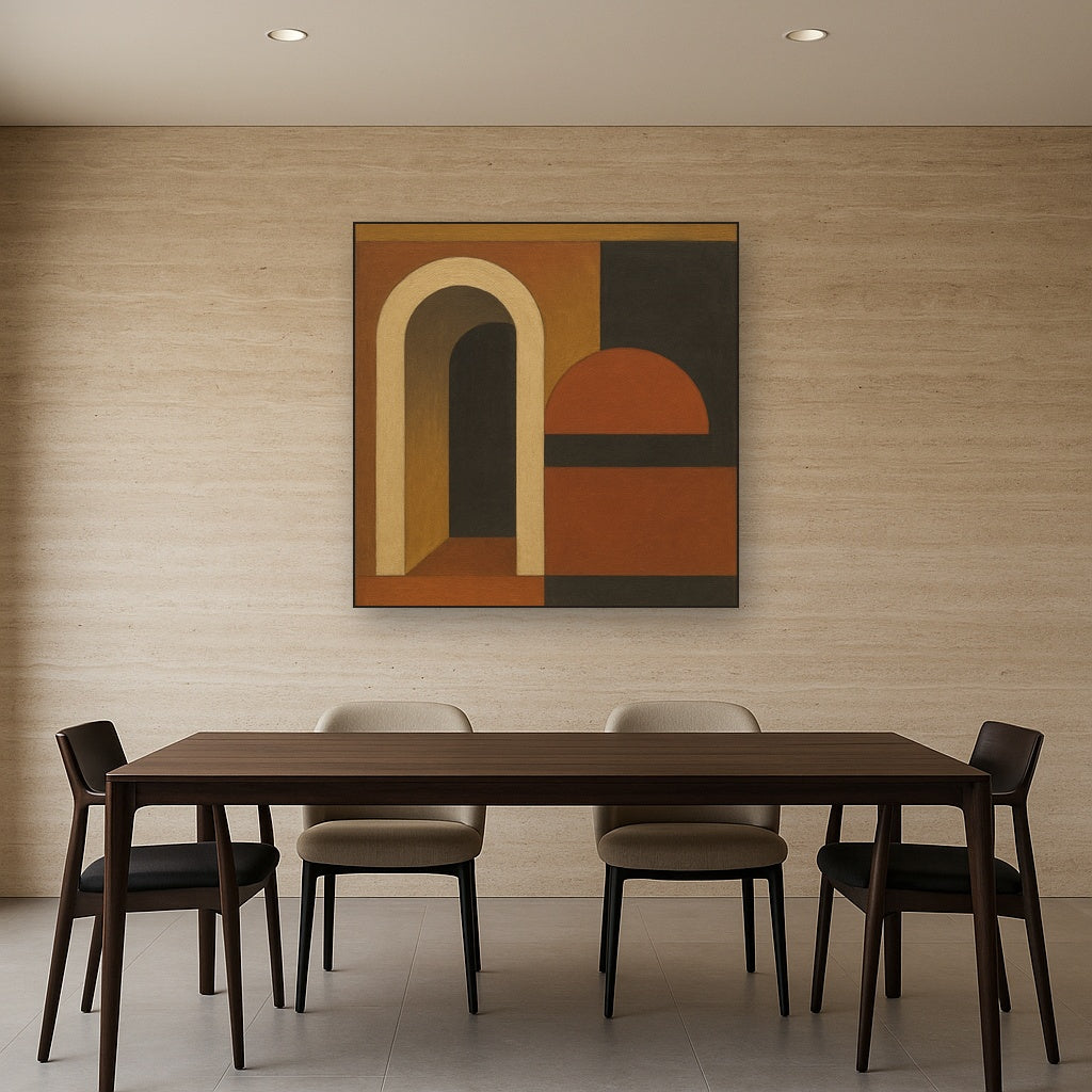 Bauhaus Archway & Terracotta Semicircle Suite No. 12 Fine Art Oil Painting - View 4