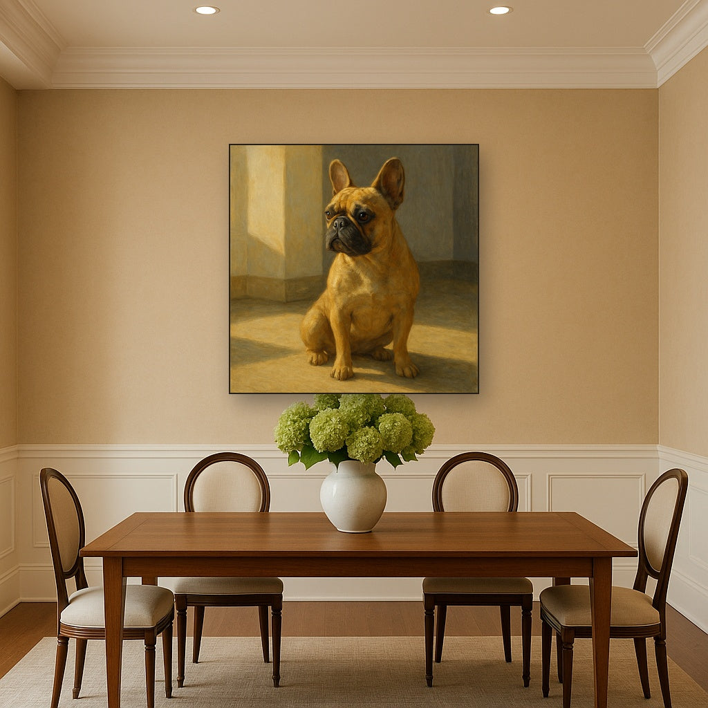 French Bulldog in Sunlit Minimalist Studio No. 5 Fine Art Oil Painting - View 4