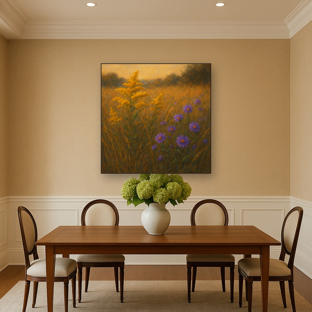 Goldenrod & Autumn Asters in Rustic Meadow No. 8 Fine Art Oil Painting - View 4