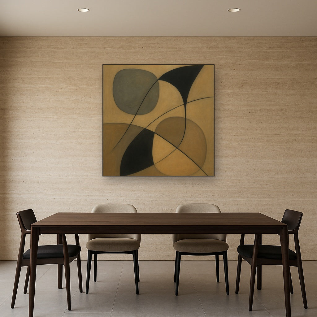 Organic Pebble Contours & Slanted Lines No. 13 Oil Painting - View 4