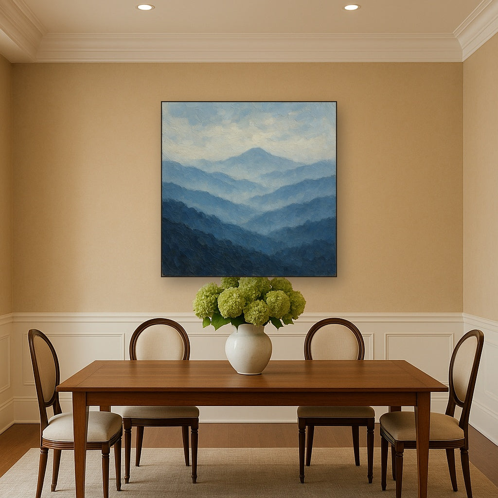 Misty Blue Ridge Mountains Landscape Oil Painting - View 4