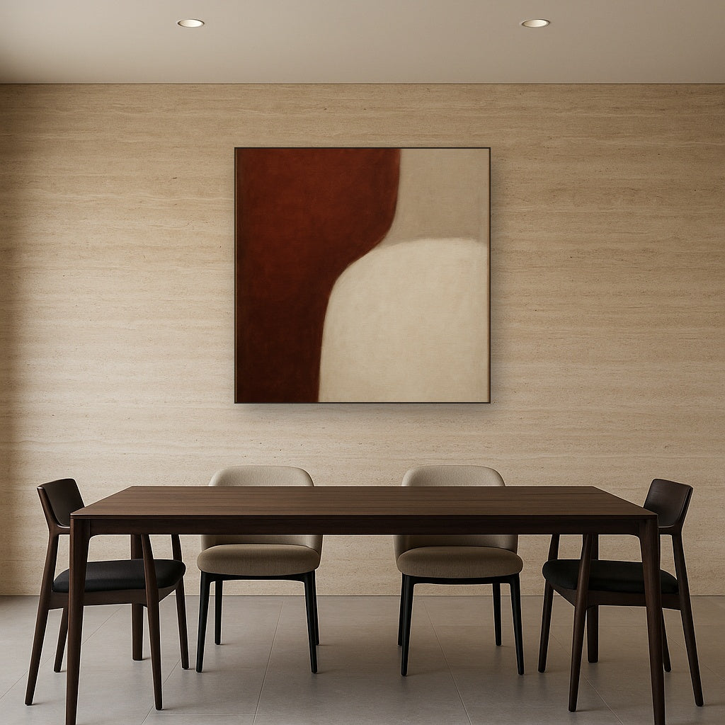 Burnt Umber & Greige Duet No. 7 - Modern Fine Art Oil Painting - View 4