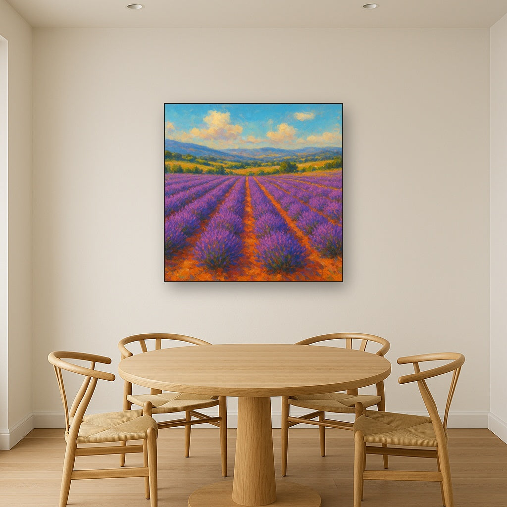 Sun-Drenched Lavender Field in Provence Vista Fine Art Oil Painting - View 4