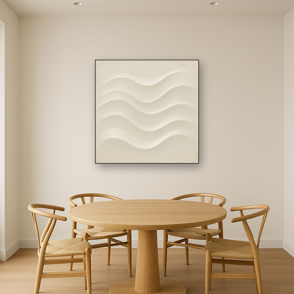 Monochrome Wave Relief No. 2 - Modern Fine Art Oil Painting - View 4