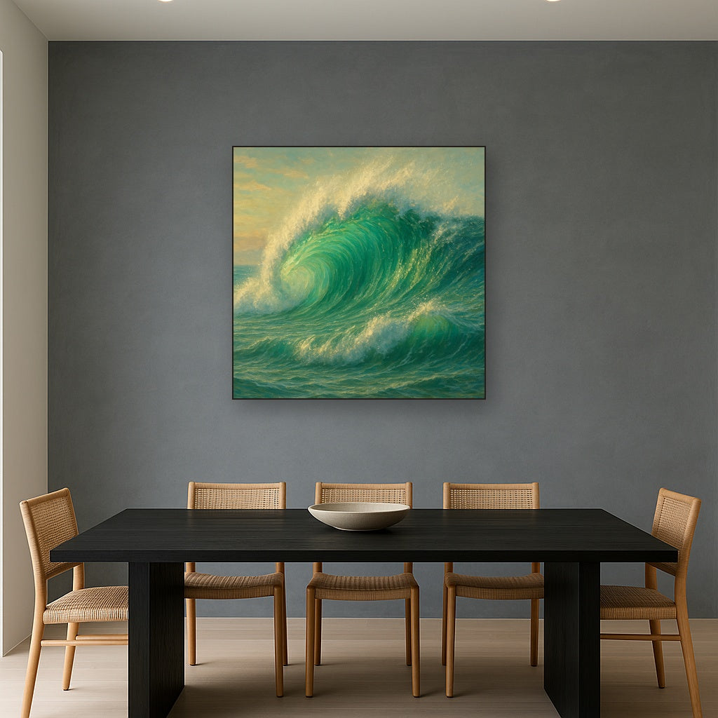 Emerald Breaker Wave in Crystalline Light Fine Art Oil Painting - View 4