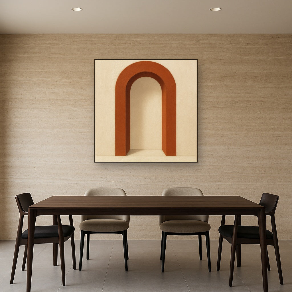 Terracotta Clay & Cream Arch No. 4 - Modern Fine Art Oil Painting - View 4