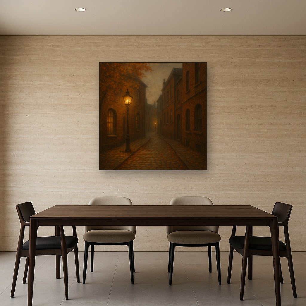 London Gaslamp Alley in Autumn Dusk No. 8 Oil Painting - View 4