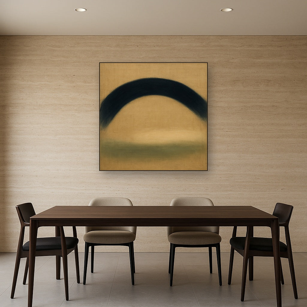 Navy Indigo & Warm Sand Sweep No. 2 - Modern Fine Art Oil Painting - View 4