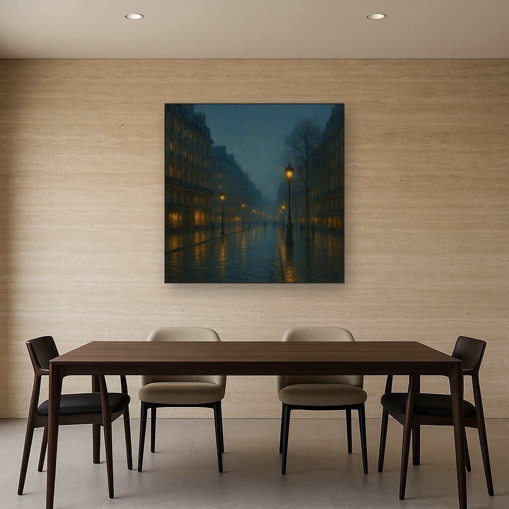 Rainy Parisian Boulevard at Twilight No. 28 Oil Painting - View 4