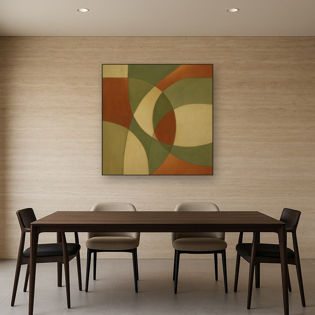 Intersecting Curved Forms in Olive & Rust No. 2 Oil Painting - View 4