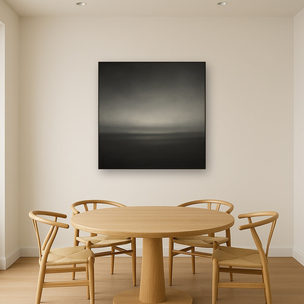 Monochrome Charcoal Drift & Soft Sfumato Horizon No. 14 Oil Painting - View 4