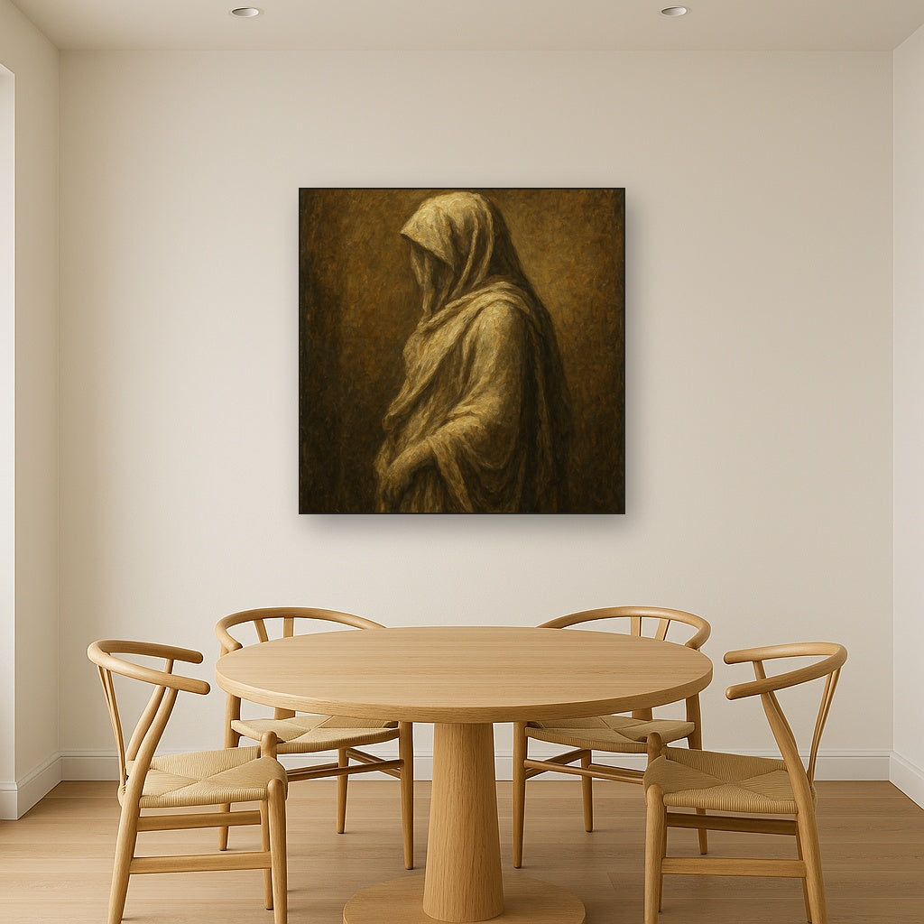 Renaissance Draped Silhouette No. 2 Oil Painting - Styled in Elegant Dining Room