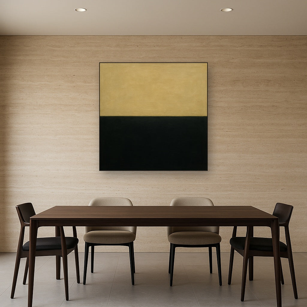 Onyx & Warm Biscuit Horizon No. 9 - Modern Fine Art Oil Painting - View 4