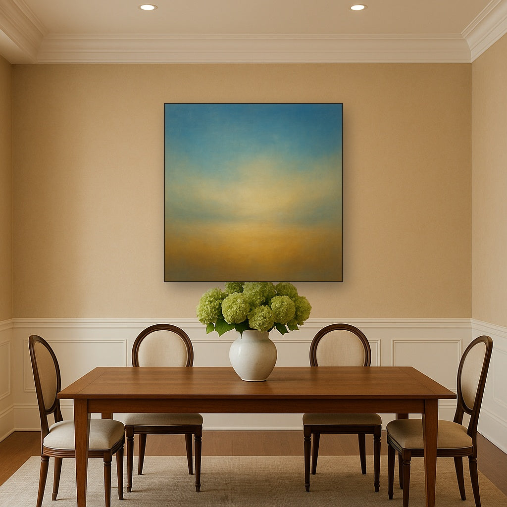 Celestial Azure & Warm Ochre Equilibrium No. 10 Oil Painting - View 4
