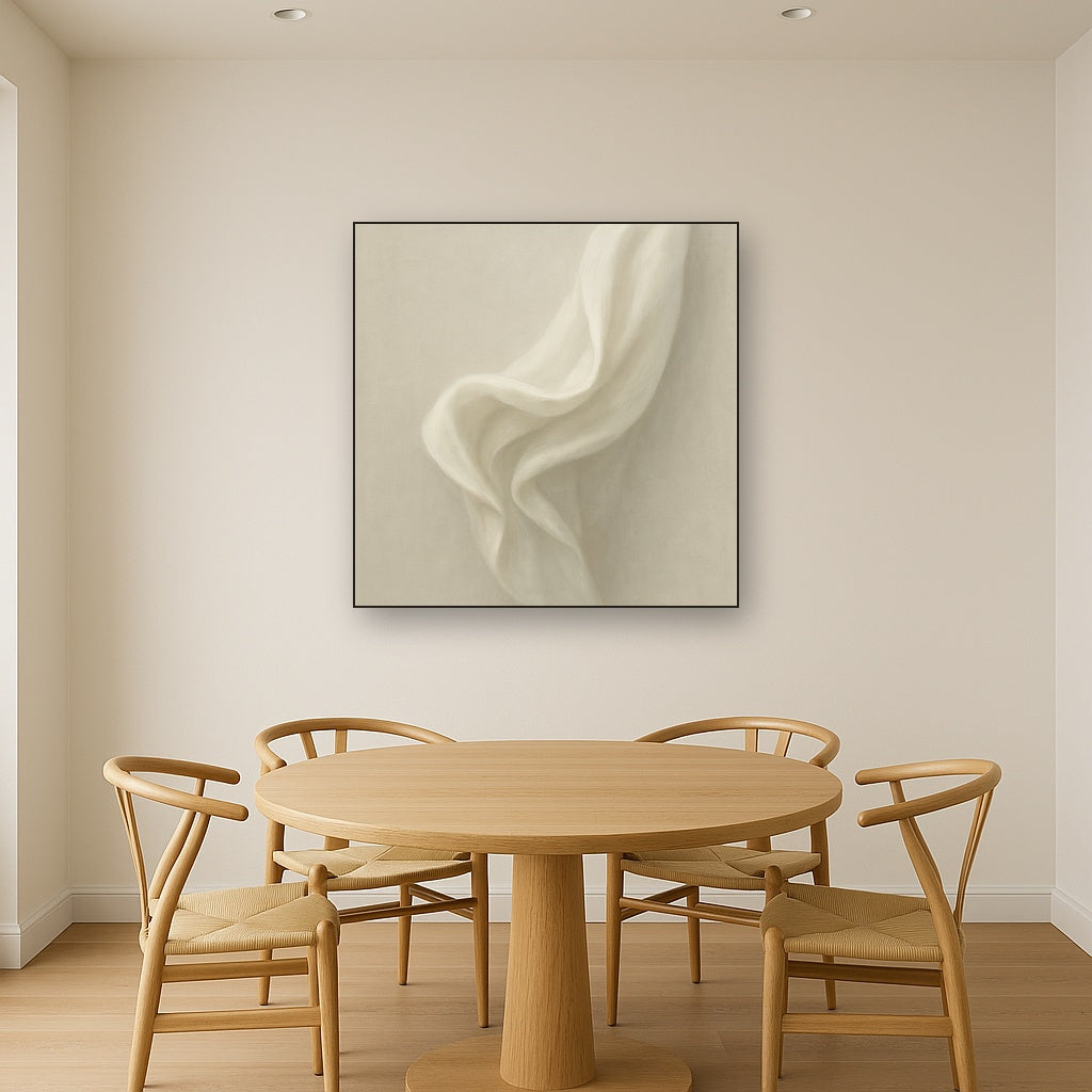 Alabaster Linen Texture Fold No. 4 - Modern Fine Art Oil Painting - View 4