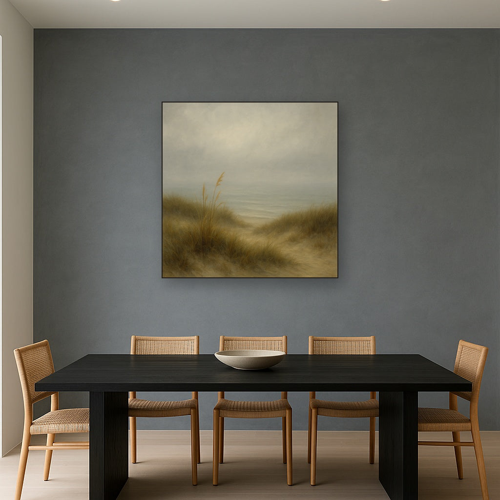 Ethereal Coastal Sea Fog over Silent Dunes No. 2 Fine Art Oil Painting - View 4