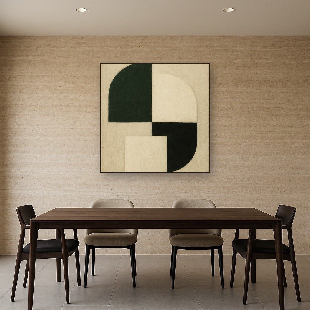 Forest Emerald & Chalk Interlock No. 6 - Modern Fine Art Oil Painting - View 4