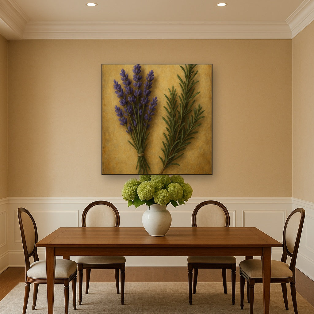 Vintage French Herbarium Lavender & Rosemary No. 8 Fine Art Oil Painting - View 4