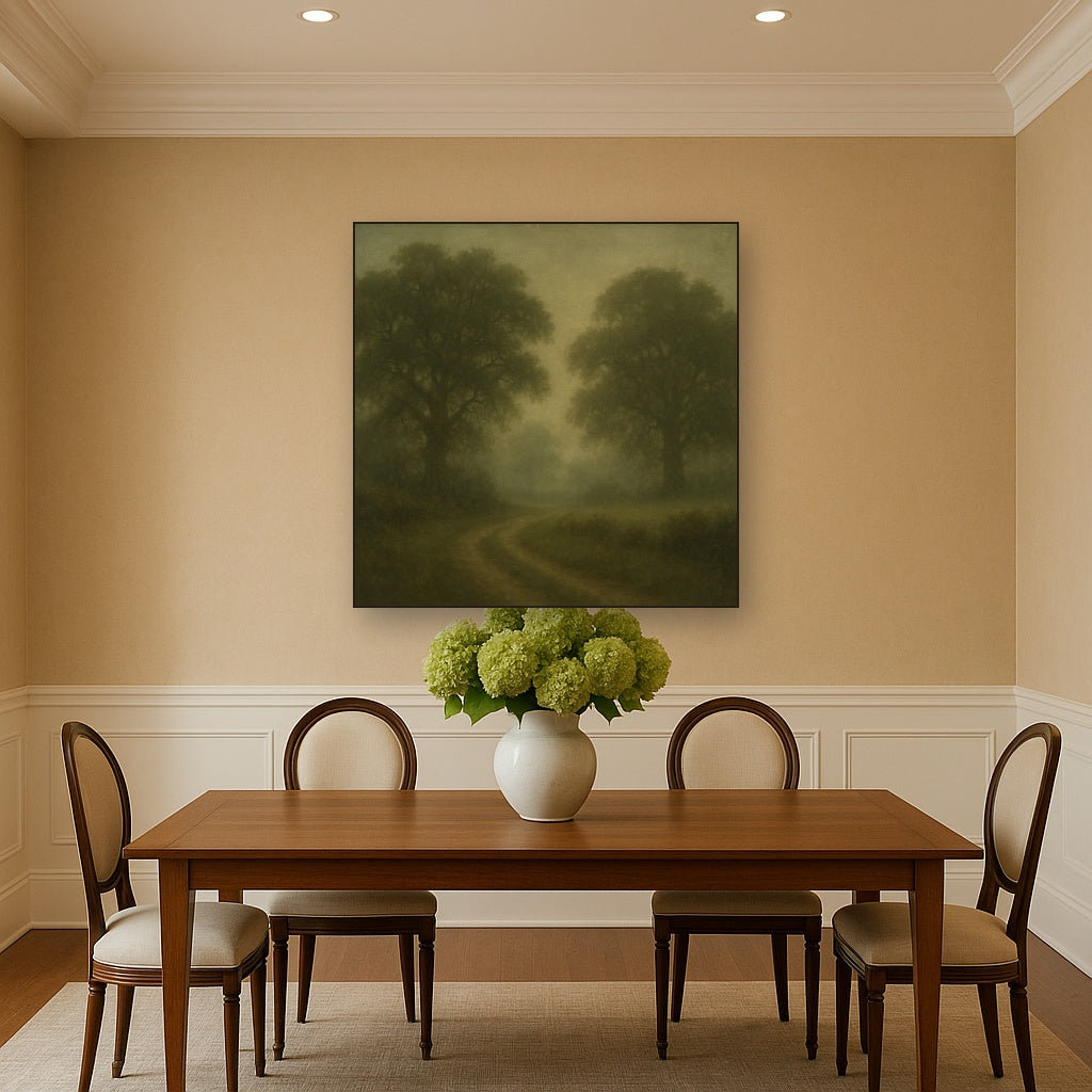 Misty English Countryside Lane No. 9 Oil Painting - View 4