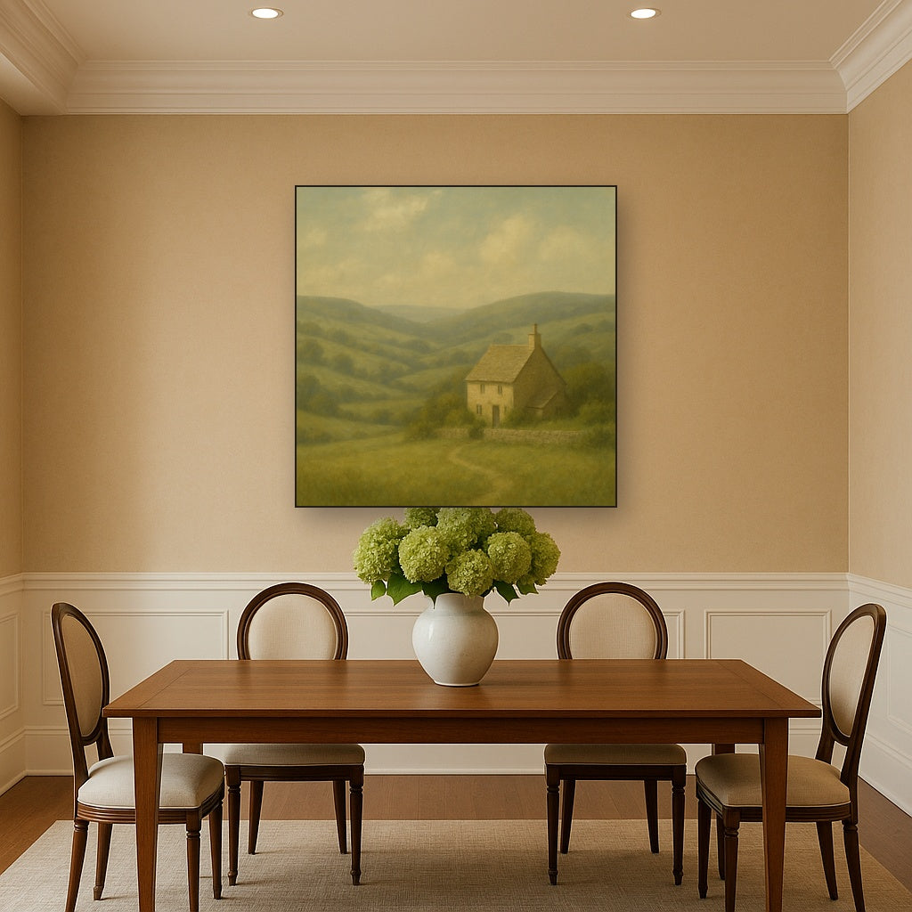 Rolling Cotswold Hills & Stone Cottage No. 7 Oil Painting - View 4