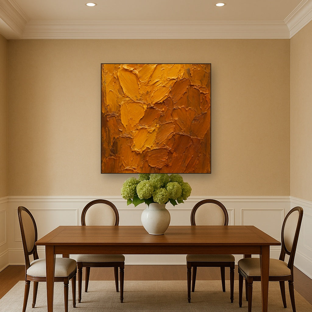 Layered Amber Earth Heavy Impasto Oil Painting - View 4