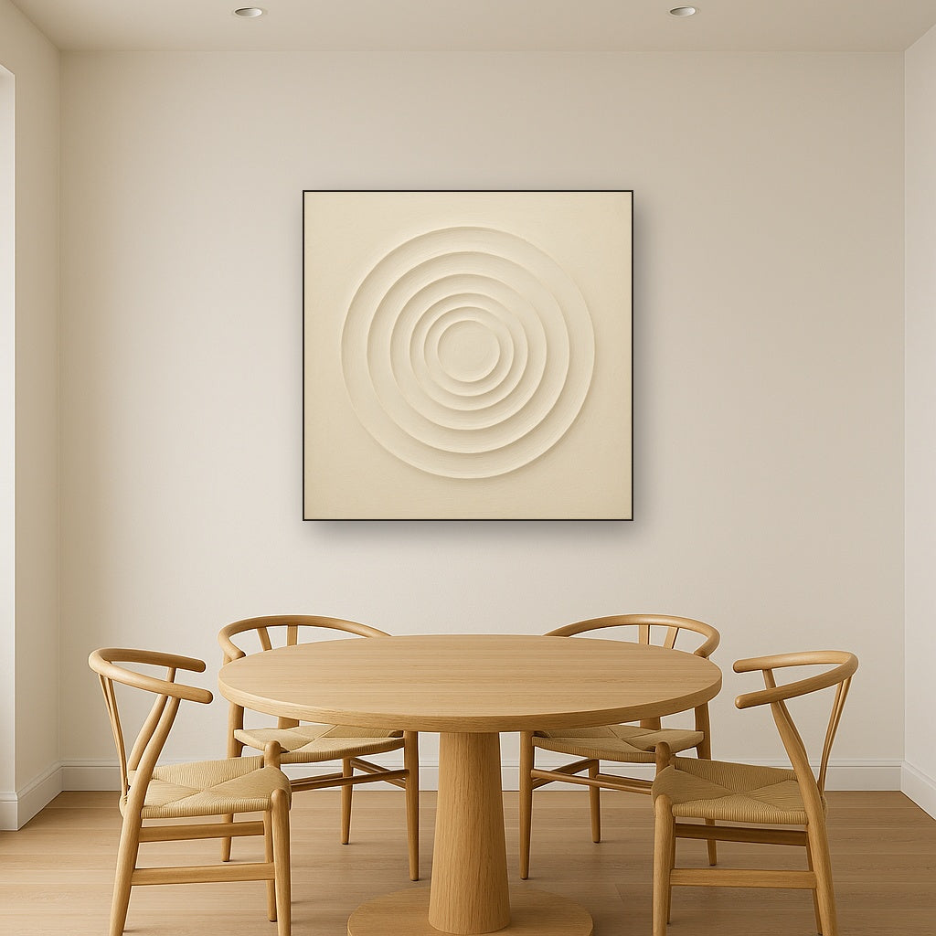 Concentric Zen Circles in Ivory No. 8 - Modern Fine Art Oil Painting - View 4