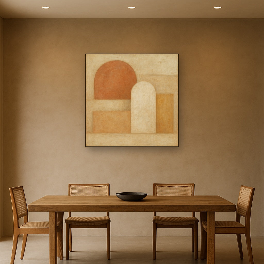 Earthy Terracotta & Weathered Plaster Wash No. 12 Oil Painting - View 4