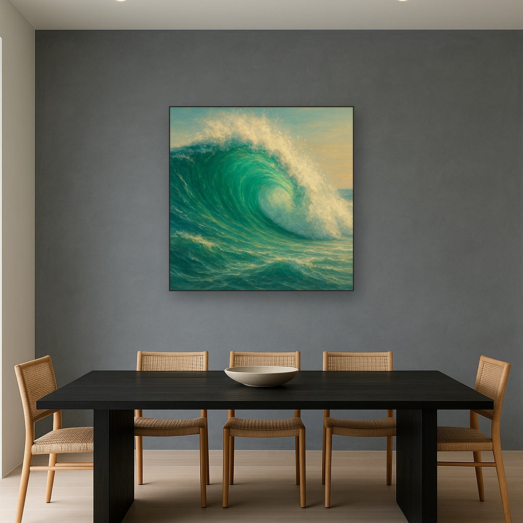 Emerald Breaker Wave in Crystalline Light No. 5 Fine Art Oil Painting - View 4