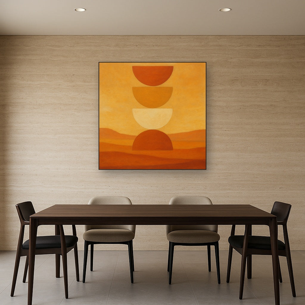Stacked Semicircle Totem in Desert Warmth No. 5 Fine Art Oil Painting - View 4