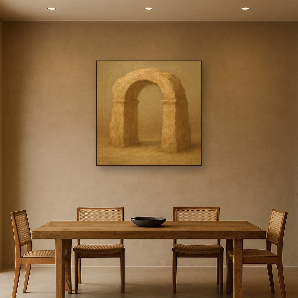 Travertine Stone Arch & Earth Tones Oil Painting - View 4