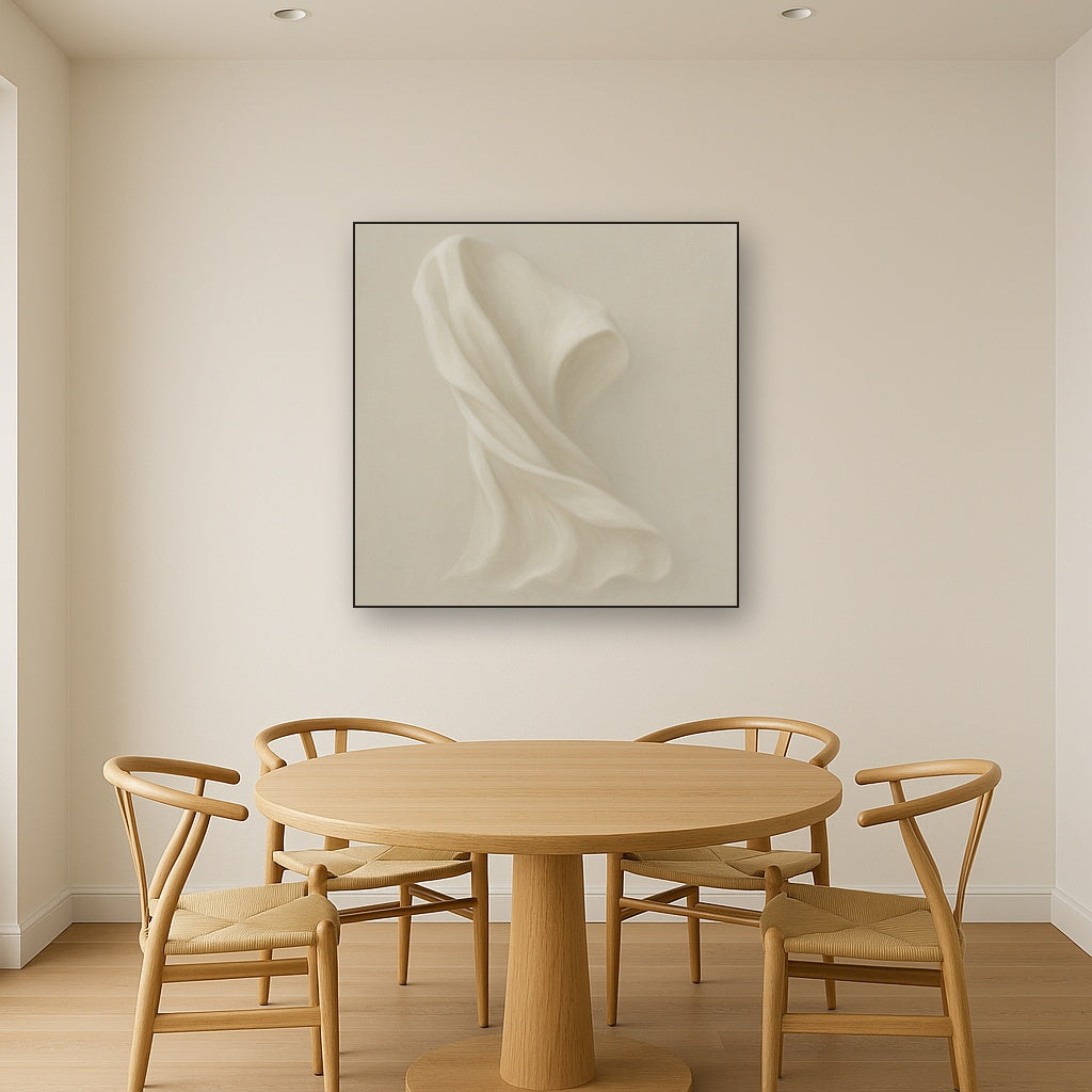 Alabaster Linen Texture Fold No. 4 - Modern Fine Art Oil Painting - View 4