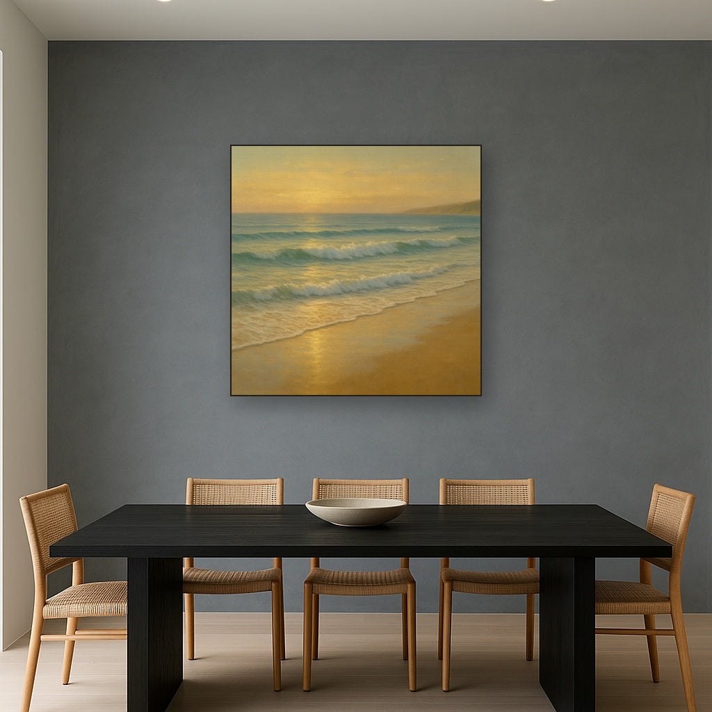 Gentle Breaking Waves & Wet Beach Reflection No. 4 Oil Painting - View 4