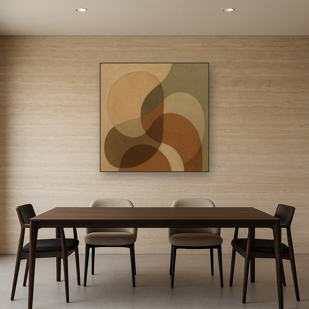 Organic Curved Shapes in Neutral Earth Pigments No. 13 Fine Art Oil Painting - View 4