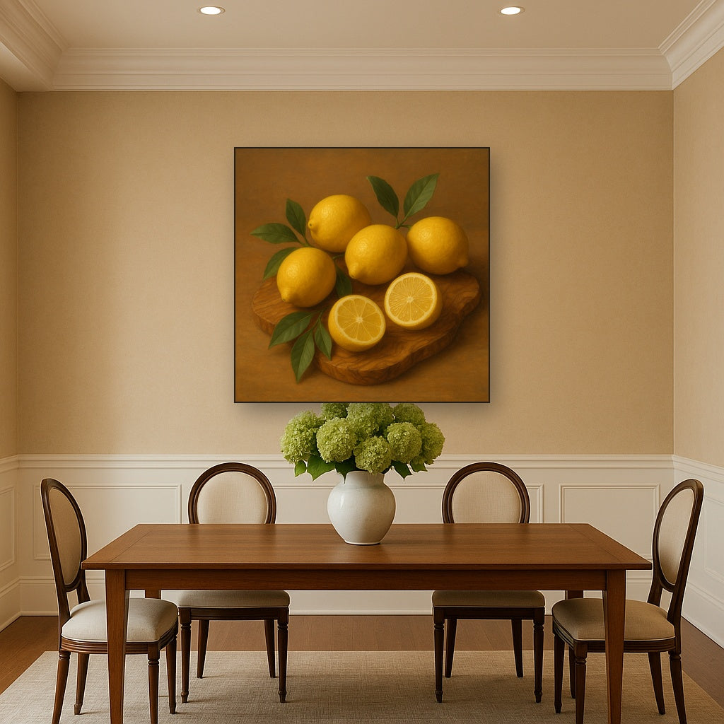 Meyer Lemons on Olive Wood Board No. 5 Oil Painting - View 4