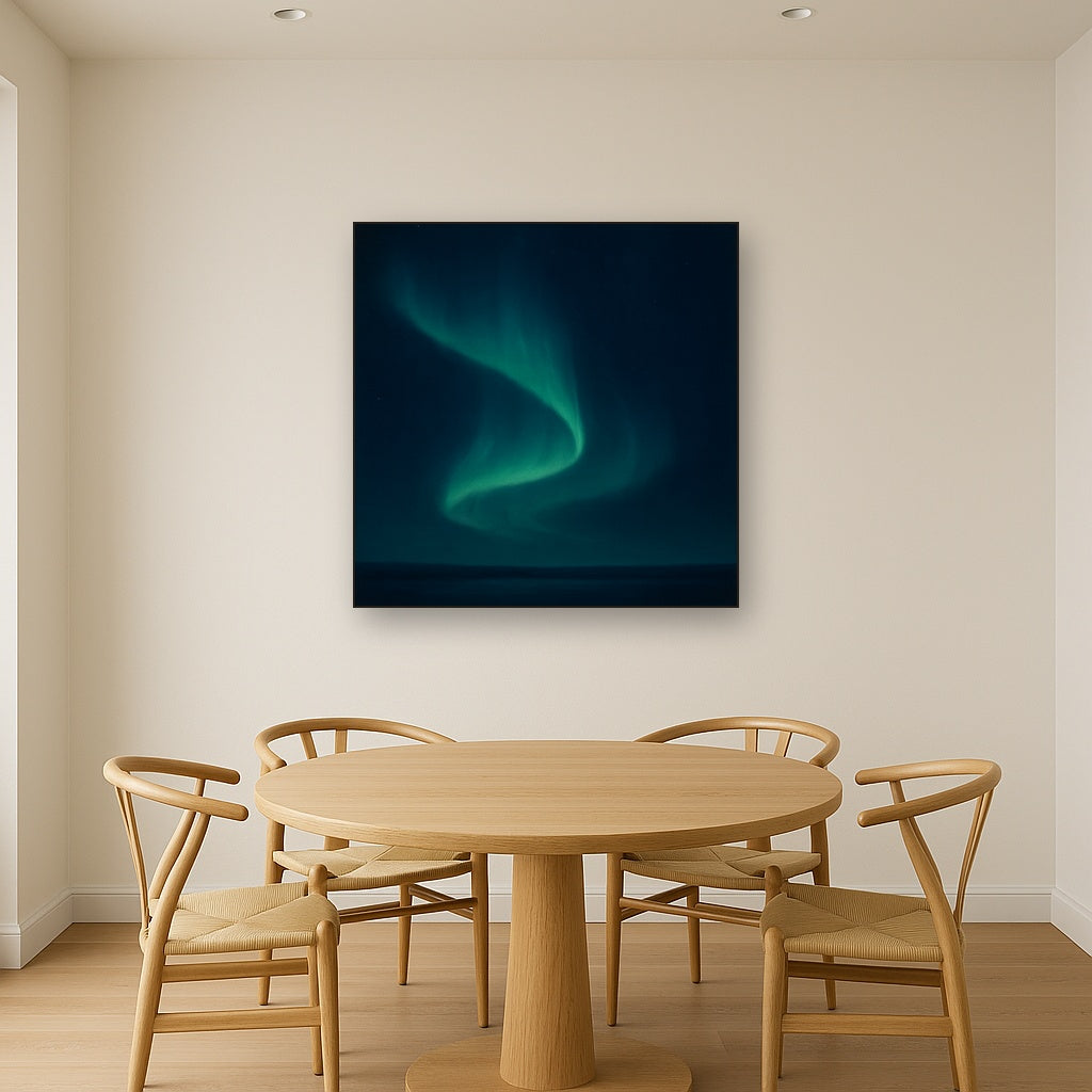 Aurora Borealis Veil in Deep Midnight Indigo No. 11 Oil Painting - View 4