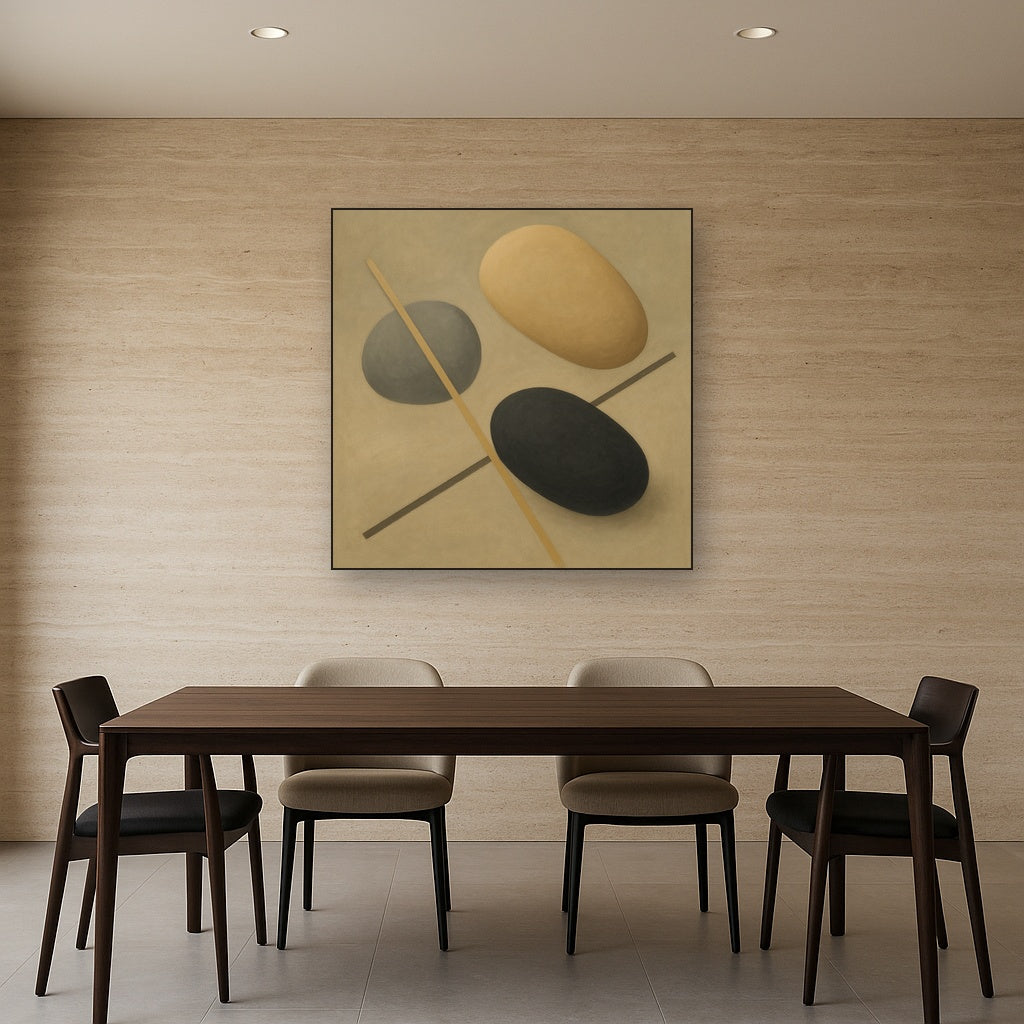 Organic Pebble Contours & Slanted Lines No. 11 Oil Painting - View 4
