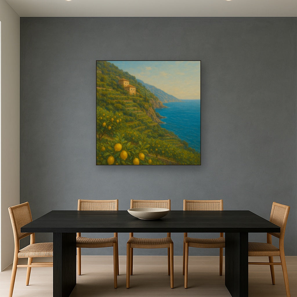 Italian Amalfi Coastline Terraces & Lemon Grove No. 5 Oil Painting - View 4