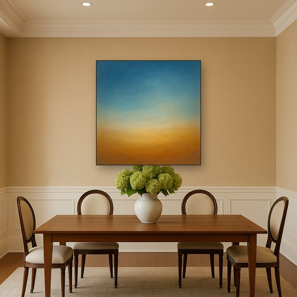 Celestial Azure & Warm Ochre Equilibrium No. 8 Oil Painting - View 4