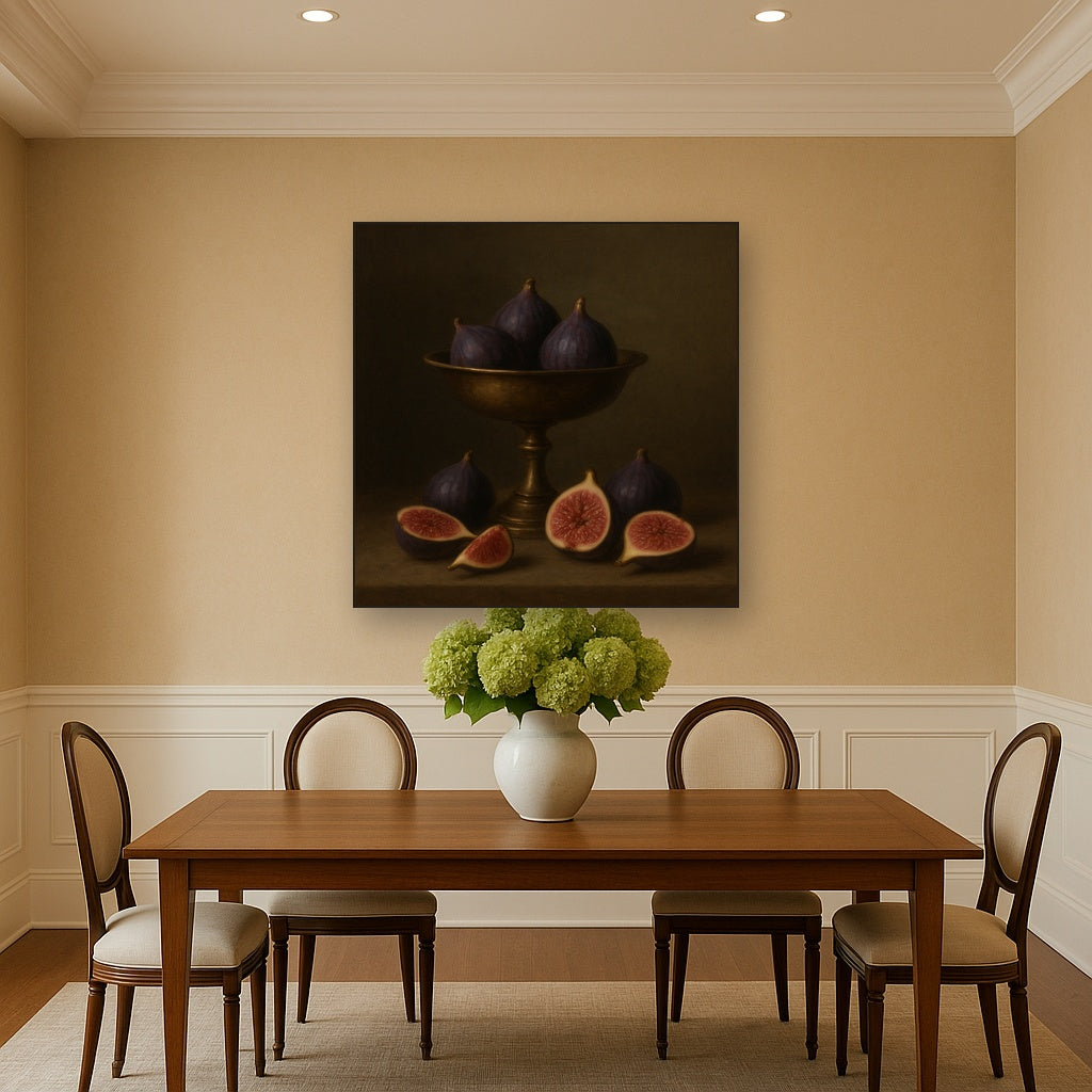 Ripe Figs & Bronze Compote Still Life No. 8 Oil Painting - View 4