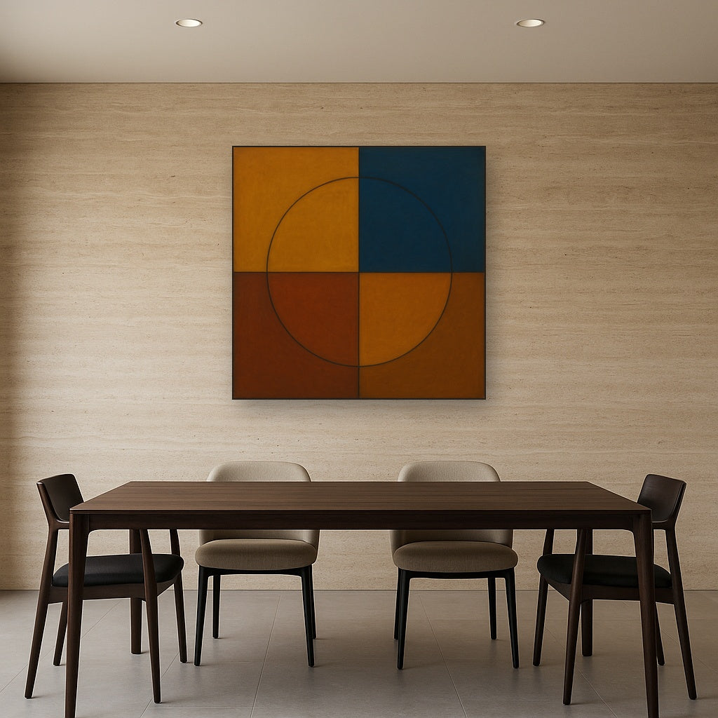 Bauhaus Quadrant Harmony in Primary Earth Tones No. 3 Oil Painting - View 4