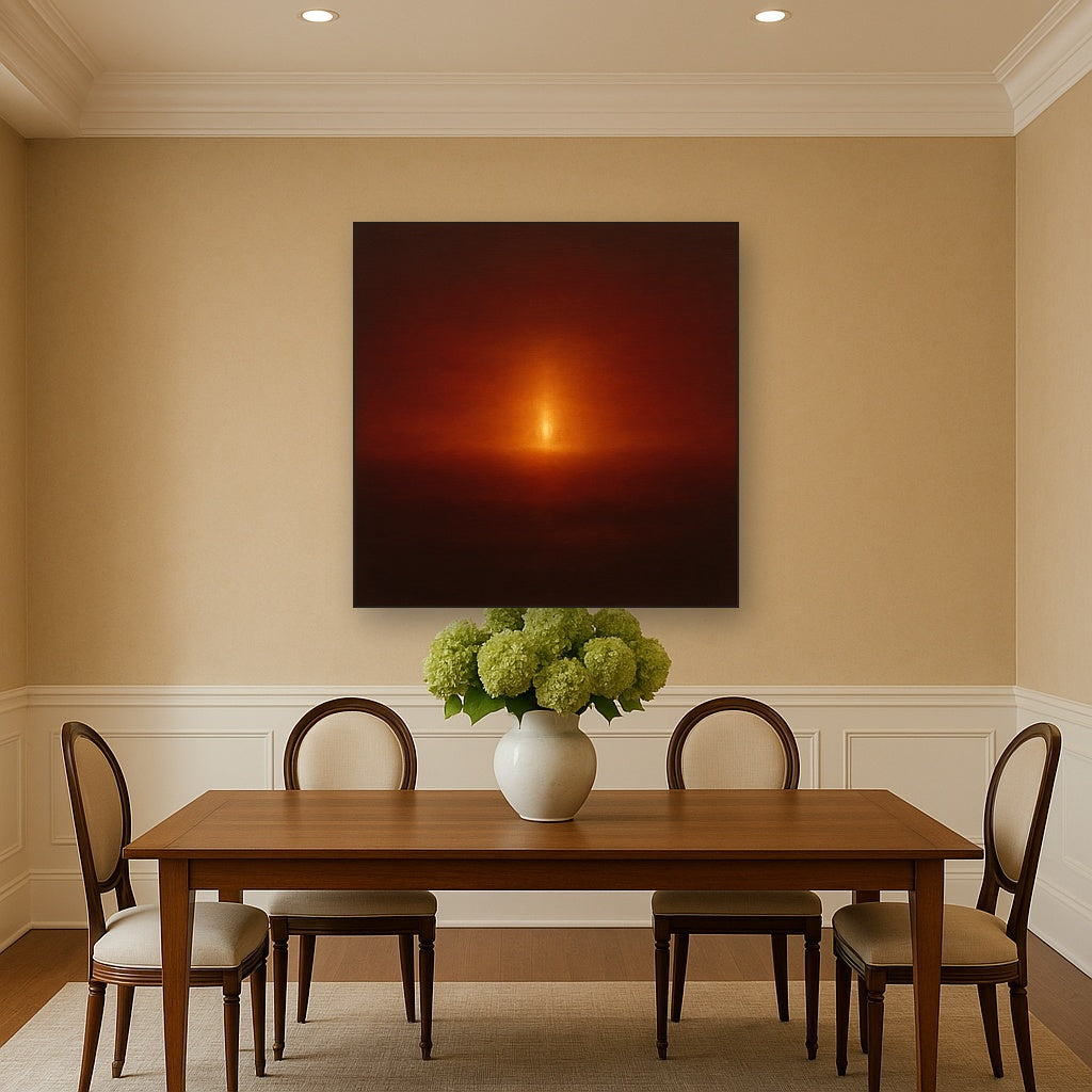 Deep Garnet & Amber Candlelight Horizon No. 14 Oil Painting - View 4