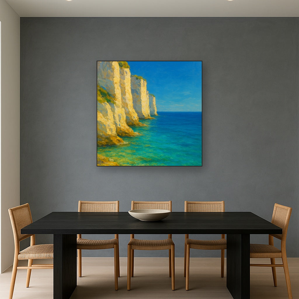 Mediterranean White Cliffs & Azure Horizon No. 10 Fine Art Oil Painting - View 4