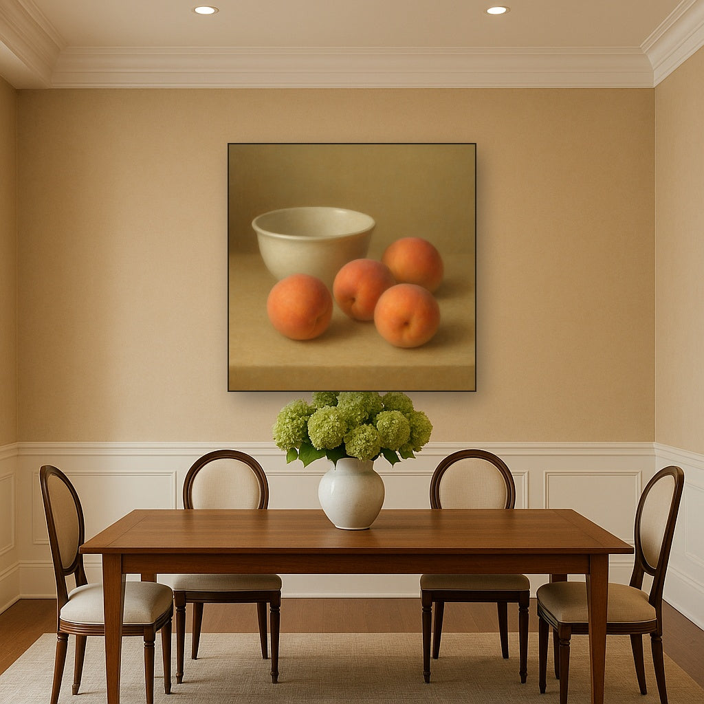 Heirloom Peaches & White Ceramic Bowl No. 10 Oil Painting - View 4