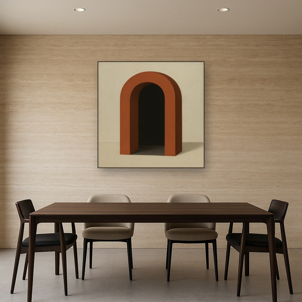 Terracotta Clay & Cream Arch No. 4 - Modern Fine Art Oil Painting - View 4
