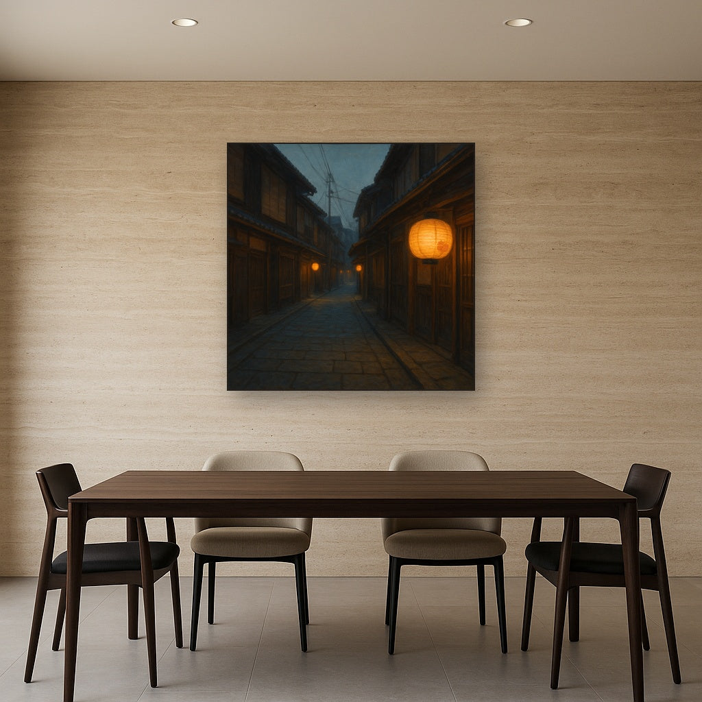 Old Kyoto Gion Alley in Soft Lantern Light No. 7 Oil Painting - View 4