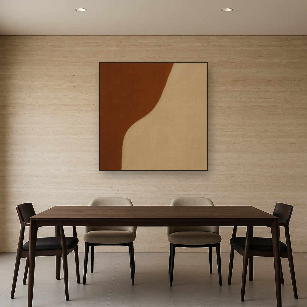 Burnt Umber & Greige Duet No. 7 - Modern Fine Art Oil Painting - View 4