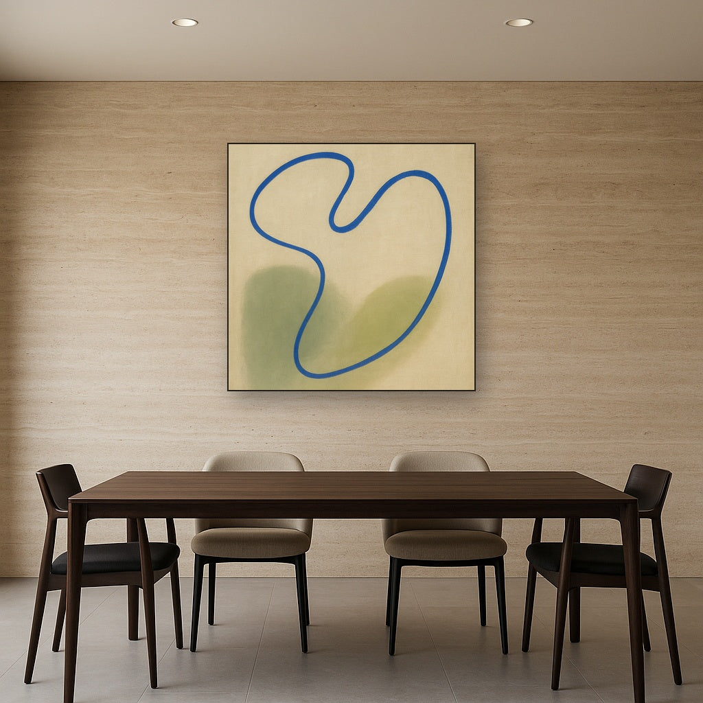 Cobalt Blue & Pale Oat Contour No. 8 - Modern Fine Art Oil Painting - View 4