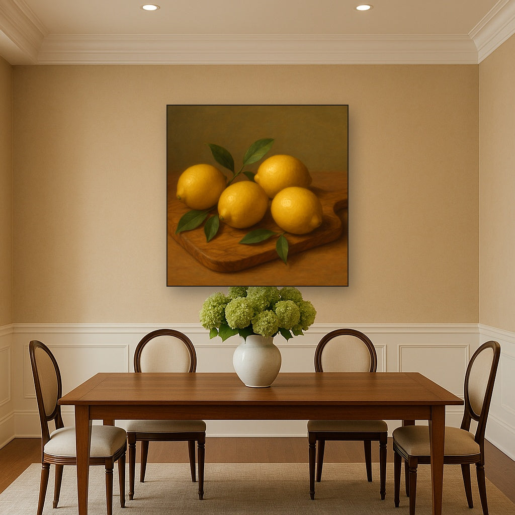 Meyer Lemons on Olive Wood Board No. 10 Oil Painting - View 4