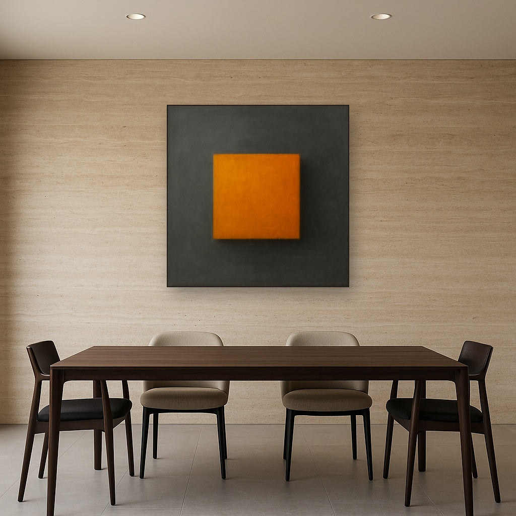 Cadmium Amber & Slate Grey Block No. 10 - Modern Fine Art Oil Painting - View 4